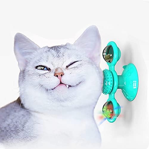 ULVEOL Windmill Cat Toy Turntable Interactive Cat Cat String ToysToy with Suction Cup - Wall Mount Funny Cat Spinner with Rotatory Toy Ball - Spinning Cat Toys for Indoor Cats - Catnip and Fidget Toy