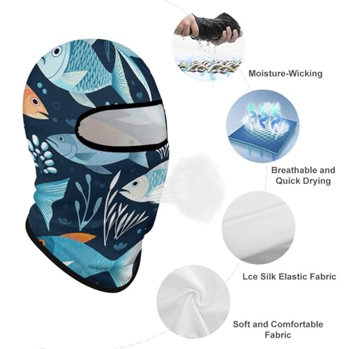 Balaclava para Hombre y Mujer con Estampado de Peces, Mascara Facial Completa para Deportes al Aire Libre, Ciclismo y Pesca miniatura 3