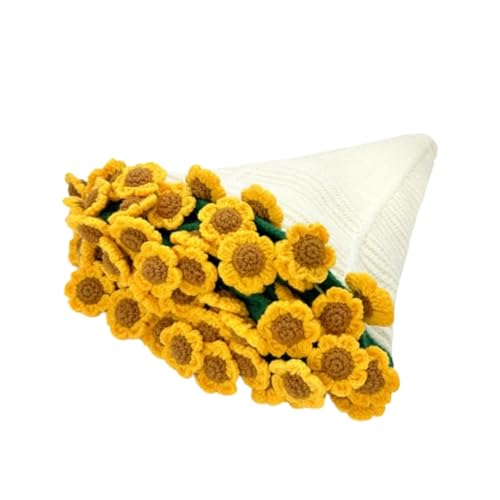 Ramo de Rosas – Manta de | Manta de Ramo de Flores | Flores Negras cálidas | Mantas de Tejidas a Mano | Ramos de Girasoles de Ganchillo para sofá para Sala de Estar, Juego de Punto