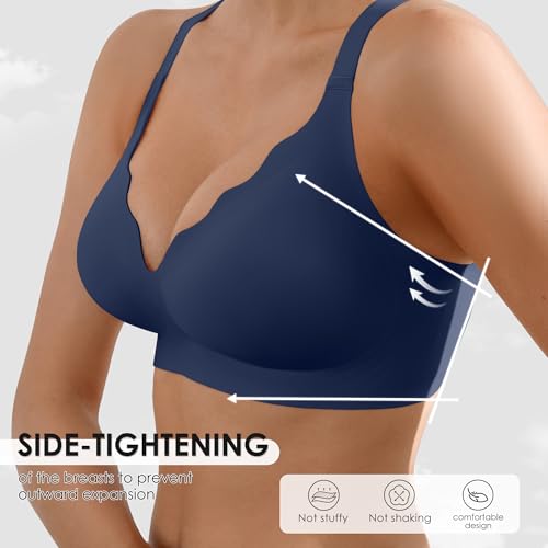 Image of Seamless Wireless Bra for Women with Support - No Underwire Full Coverage Push Up Comfort Bras - Back Fat Smoothing Bralette