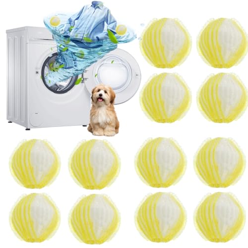 FQQF 12PCS Bolas para Lavadora Atrapa Pelos Lavador, Quita Pelos Mascota Reutilizable, Elimina Pelo de Gatos y Perros en Lavadora, Protector Ropa y Lavadora