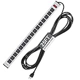 Digital Energy 16-Outlet Metal Power Strip with 25 Ft Long Extension Cord, Aluminum Alloy