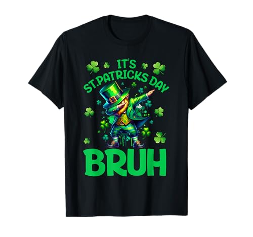 Bruh St Patricks Day Boys Kids Saint Patricks Day Leprechaun T-Shirt