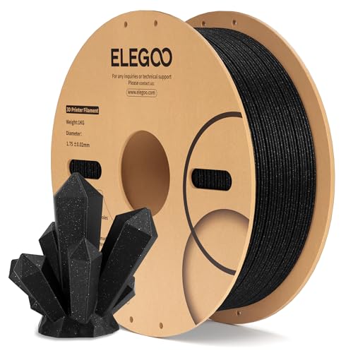 ELEGOO Filamento PLA Negro con Brillos 1.75 1KG, PLA Sparkle para Impresora 3D, Precisión Dimensional +/- 0.02mm, Carrete Filamento 3D, para Mayoría Impresoras 3D