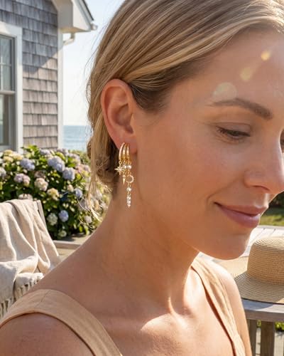 MUMREUES Gold Dangle Earrings for Women Trendy Drop Earrings | Statament Hypoallergenic Earrings for Sensitive Ears,Dainty Hanging Earrings,14K Gold Plated Huggie Dangly Earrings Jewelry - image 2