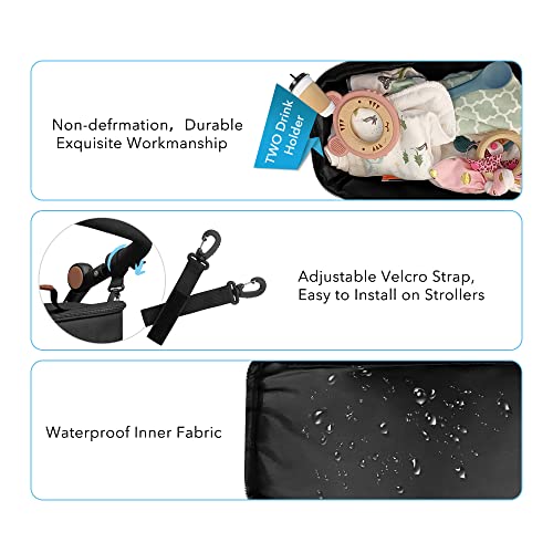 Kinderwagentasche Organizer Kinderwagen Buggy Tasche Baby Universale Multifunktionale Aufbewahrungstasche (SCHWARZ)