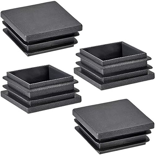 Image of Square Tubing Plug Cap 4 Inch, Plastic Plugs (100mm x 100mm) 4Pcs, Tubing End Cap Chair Glide Insert Finishing Plug, Black