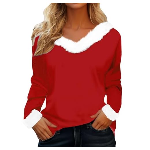 Suéter feo Navidad mujer manga larga camisetas caliente túnica cuello en V invierno Tops Rigolo mujeres Navidad Camisas Chic y Elegante Casual Gran Tamaño Sudadera Adulto Otoño S-XXL