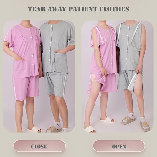 Short Sleeve Post Shoulder Surgery Shirts Patient Pajamas Set Breakaway Patient Clothing Pants for Men Women2