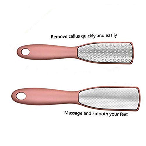 JISTL Foot File Double Side Professional Stainless Steel Foot Scraper Tool, Foot Rasp Eliminate Feet Cracked Dead Thick Dry Hard Skin (Pink)