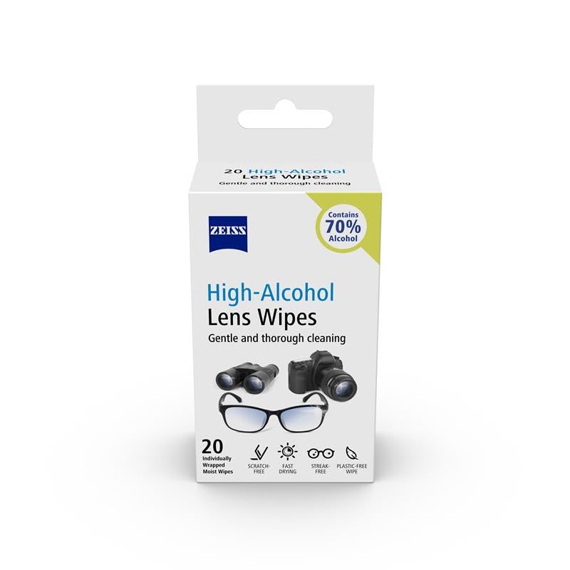 ZEISS Lens Wipes 50 Count- 70% Alcohol| Lens Cleaner - Perfect for Spectacles, Eyeglasses, Sunglasses, Camera Lenses, Binoculars and all other lenses