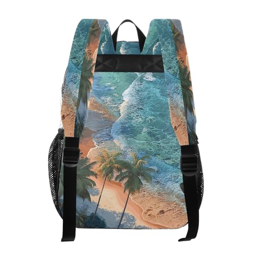 Beach with Palm Trees Ocean Clear Backpack Heavy Duty See Through Transparent PVC BookBag for Kids Boy Girl School Work3
