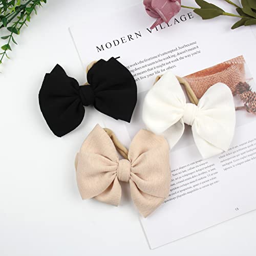 Yanjie Baby Girls Nylon Headbands Newborn Bows Handmade Hair Bows Hairbands Hair Accessories For Newborn Infant Toddlers Kids(Beige Black White) #TOP6