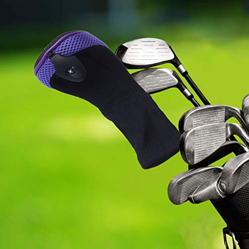 Conjunto de 3 peças de capa de cabeça de taco de golfe LIOOBO com 5 etiquetas (roxo)