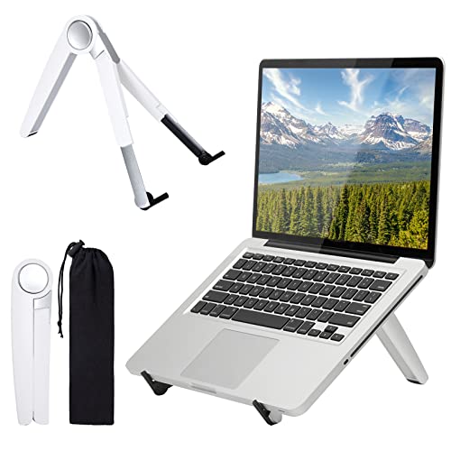 Jesustree Soporte para Computadora Portatil, Soporte para Ordenador Tabletas Ajustables, Ventilado Plegable Elevador Compatible con Macbook, DELL, Chrome, HP, PC (Blanco)