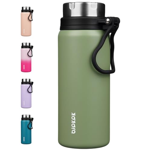 Image of BJPKPK 25oz Insulated Water Bottle, Stainless Steel Bottle with Handle | Vacuum Insulated Bottle with Leak-Proof BPA-Free Design, Keeps Drinks Cold & Hot for Gym, Office, Travel & Daily Use