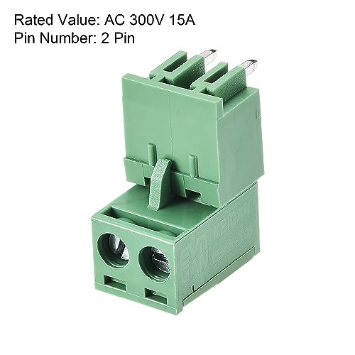 Connecteur bornier à vis PCB de haute précision uxcell angle droit 2 broches pas 5.08mm
