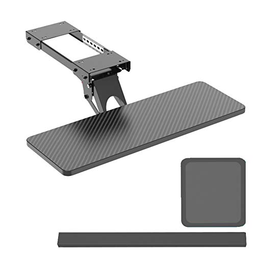 AIZYR Ergonómico Deslice Debajo De La Bandeja del Teclado del Escritorio, Ajustable Cajón De La Computadora con Plataforma Extraíble con Alfombrilla De Ratón Y Muñequera,Beam