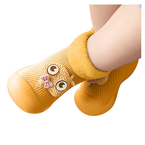 sfdgfhyf Boys Solid Color Slippers Solid Girls Socks Stocking Warm Baby Boys Soft Toddler Rubber Knit Slipper (Yellow, 26-27)4