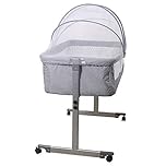 LANTUS 3 in1 Culla Neonato Lettino con Materasso Morbido e Culla per Bambini su Ruote Frenate Next to me Compatibilità con Più Tipi di Letto-96 * 57 * 77 cm - grigio