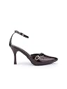DROP BOLD MAROON POINTED TOE ANKLE STRAP HEELS FOR WOMEN gallery image