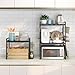 DOLALIKE Microwave Oven Rack, Expandable Microwave Stand Countertop Kitchen Utensils Tableware Storage, Carbon Steel Over Microwave Shelf Countertop with 6 Hooks