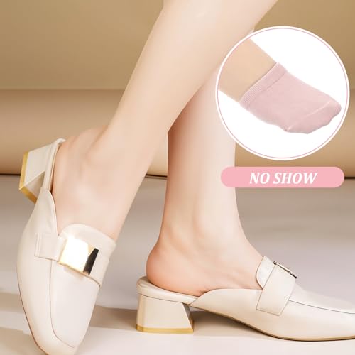 4Pairs No Show Liner Half Socks Women's Toe Socks for Mules Seamless Grip Non Slip Hiddens Toe Covers Toppers Liner4