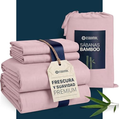La Mejor Recopilación de Sabanas de algodon matrimonial , listamos los 10 mejores. 41 ESQUIMAL - Juego de Sábanas de Fibras de Bambú y Microfibra Extra Suaves y Frescas, Cubre Colchones de hasta 40 cms de Alto - Bamboo Sheet (Rosa, Matrimonial)