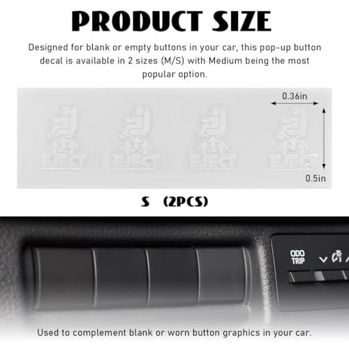 Image of KVAEY 2PCS Eject Blank Car Button Stickers, Funny Seat Eject Vinyl Decal Fits All Blank Buttons, Novelty Eject Dash Switch Labels Unused Button Decor for Truck SUV, Car Accessories (M)