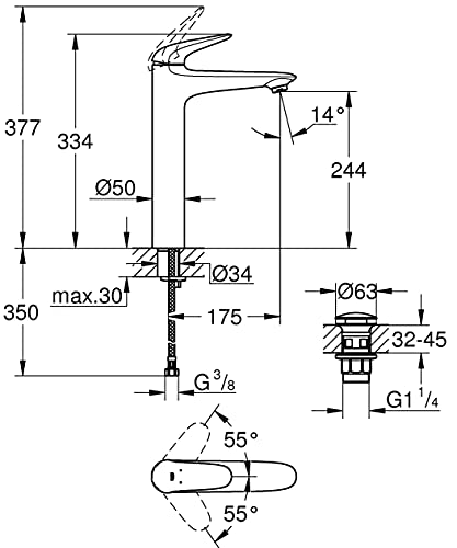 Mitigeur lavabo XL Wave chromé 23585001 robinet vasque à poser - 6
