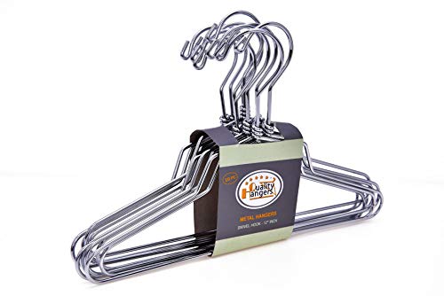 10 Quality Metal Children Hangers, Swivel Hook, Stainless Steel Heavy Duty Wire Clothes Hangers (10, Kids - 12" Inch) #TOP6