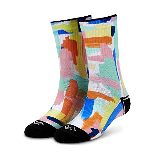 Image of DYNAMOCKS Men & Women Crew Length Socks (Spring+Fresco)(Combo Pack of 2 pairs; Multicolour; Anti-Odour; Breathable; Durable) (Small-Fits Shoe Size India /UK 4-7)(Large-Fits Shoe Size India /UK 8-10)