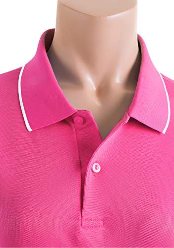 Clovery Moisture Wicking Coolmax Fabric Short Sleeve 2-Button Polo Shirt Pink 3Xl #TOP3
