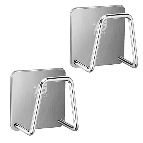 Cakoo Porta Esponja, 2 Piezas Porta Esponja Fregadero, Buen Rendimiento de Ventilación para Mantener la Esponja Seca. (Plata, Acero_Inoxidable)
