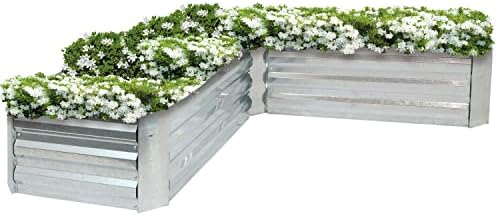 Corrugated Iron Raised Garden Bed – Which 5 Will Transform Your Garden? 5 Sunnydaze 11.75" H Raised Metal Garden Bed - Galvanized Raised Garden Bed Outdoor for Vegetables and Flowers - Silver - L-Shaped