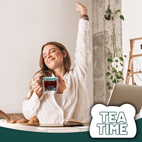 Taza de vidrio con doble pared oso 250 ml verde miniatura 5