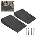Rubber Threshold Ramp 7 Inch Rise, Wheelchair Rubber Door Ramp with Non-Slip Surface, Home Step Ramp with Channel for Wheelchairs/Cars/Scooters (2PCS, 2200LBs Loading)