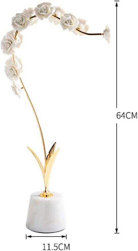 New Modern Marble Base Golden Flower Branch Home Decoration Creative Ceramic Orchid American Style Living Room Decoration (Size : 64x11.5cm)