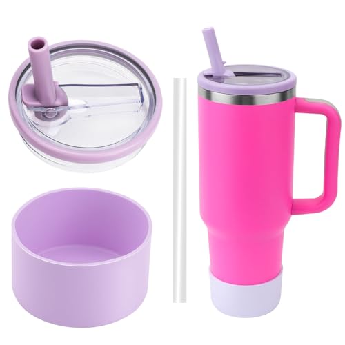 Set di Accessori 40oz Tumbler: Coperchio da Bottiglia Impermeabile, Protezione in Silicone per la Base, Cannuccia, Bevibile Facilmente, Protegge la Base della Bottiglia (Viola)