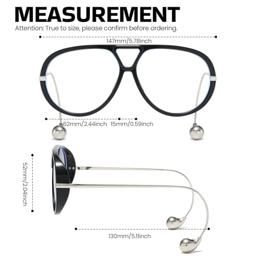 Image of SODQW Oversized Aviator Blue Light Blocking Glasses Women with Earring Trendy Large Big Double Bridge Designer Eyewear
