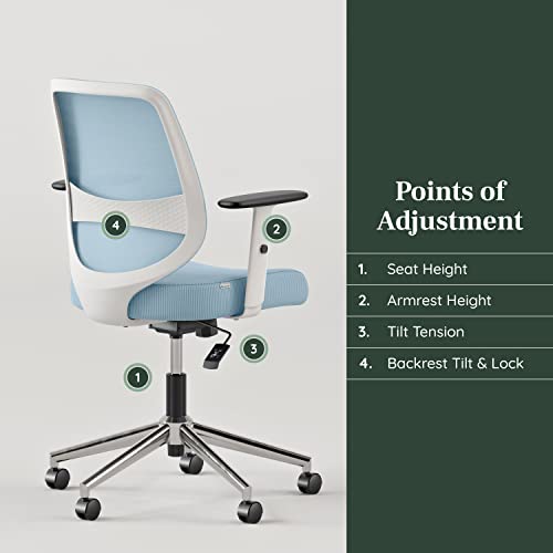Image of Branch Daily Chair - Computer Office Chair with Swivel, Lumbar Rest, and Adjustable Armrests - Sustainable, Stylish Mesh, & Adjustable Armrests - Comfortable Seating for Improved Posture - Blue | Lumbar Rest and Adjustable Armrests, Stylish Mesh, Comfortable Seating for Improved Posture, Blue