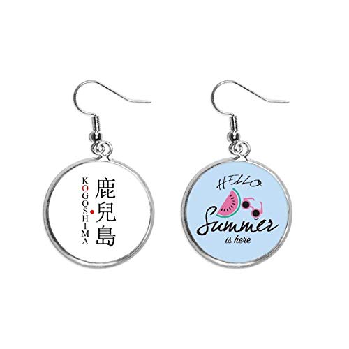 Pendientes de sandía verano lóbulo desgaste con diseño de sol rojo de Kagoshima