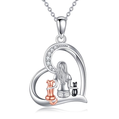 Image of YFN 925 Sterling Silver Dog Necklace for Women Dainty Dog Pendant with Adjustable 18+2 Inches Chain Hypoallergenic Pet Jewelry Gift for Her, Christmas/Valentine’s/Mother’s Day