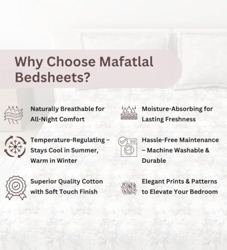 Image of Mafatlal 186 TC Metro Cotton Single Bedsheet | 90 x 60 Inch|Soft, Breathable & Lightweight | with Matching Pillow Cover| Ash Blue