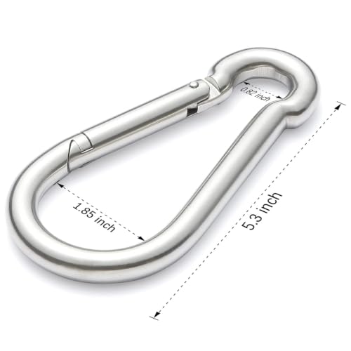 Image of sprookber Stainless Steel Carabiner Spring Snap Hook - 304 Stainless Steel Heavy Duty Clips, Set of 4