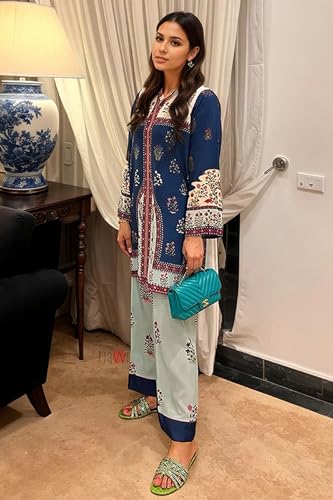 Image of Modestouze Attires Cord Set for Women Cotton Stylish Poly Rayon Long Sleeves Turkish Co Ord Mandarin Neck Floral Print Western Co Order Set for Women, Wear as Office Coat, Travel Coord, Cot