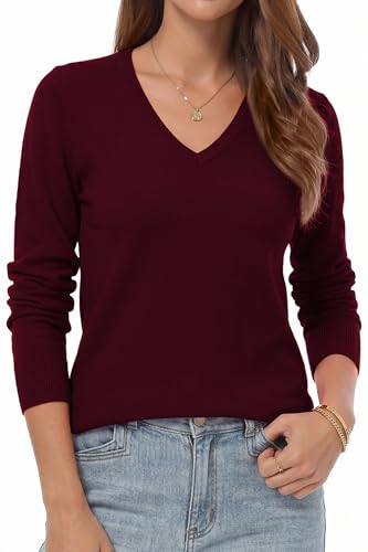 Image of QUALFORT Women's Sweaters Long Sleeve Soft Lightweight Basic Knitted Pullover Sweater