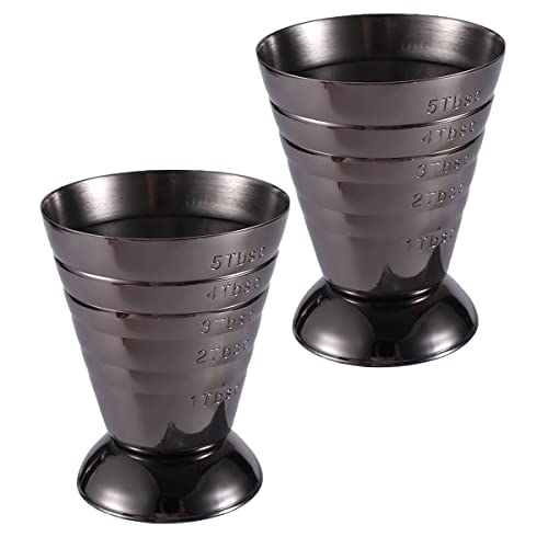 Verve Jelly Jigger Spirit Mesure, acier inoxydable à mesurer la tasse de tir Onedce Jigger Bar Liqueur de mélangeur à boisson à cocktails Tasse à mesurer pour bar, noir, 2 pack