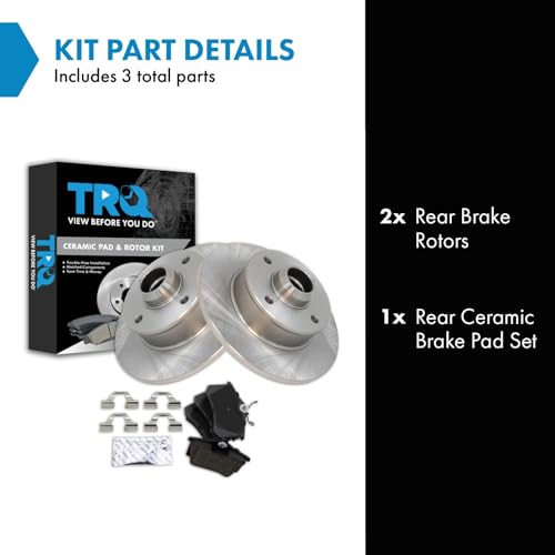 Image of TRQ Rear Brake Pad and Rotor Set Ceramic Compatible with 1997-1999 Volkswagen Jetta