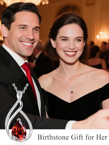 Teardrop Birthstone Necklace for Women 925 Sterling Silver Pear-Shaped Pendant Anniversary Mother's Day Birthday Jewelry Gifts for Her4